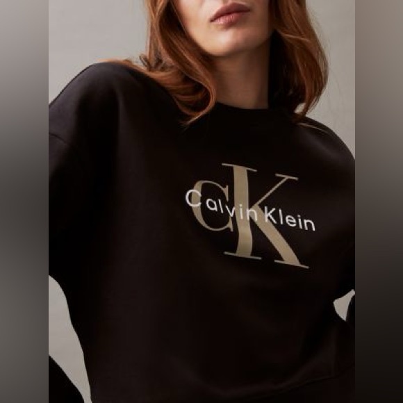 Monologo Calvin Klein Fleece Relaxed Crewneck Sweatshirt - Picture 8 of 12